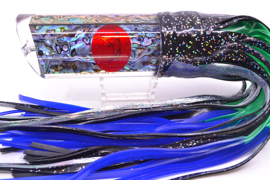 Bonze Lures Paua Shell Red Eyes Fireball 16" 19.5oz Skirted Black Aurora