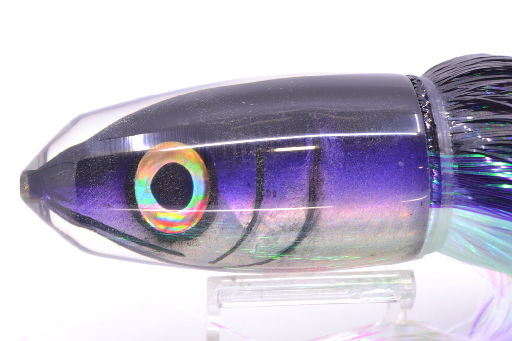 Tsutomu Lures Black-Purple-Silver Fish Head Benchmark Bullet 12" 8oz EZ Flash