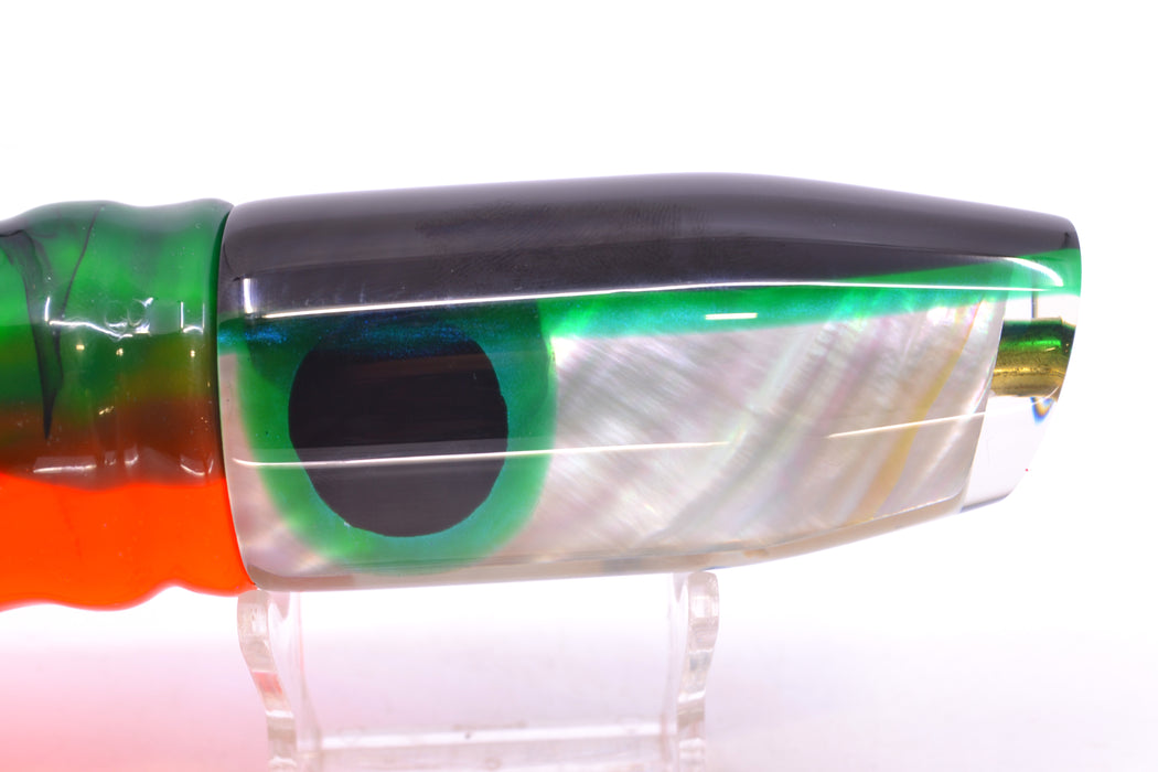 Crampton Baits Real White MOP Black-Green Back Plunger 12" 8.5oz Skirted Guacamaya