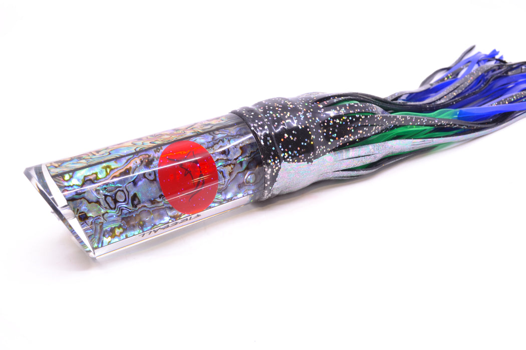 Bonze Lures Paua Shell Red Eyes Fireball 16" 19.5oz Skirted Black Aurora