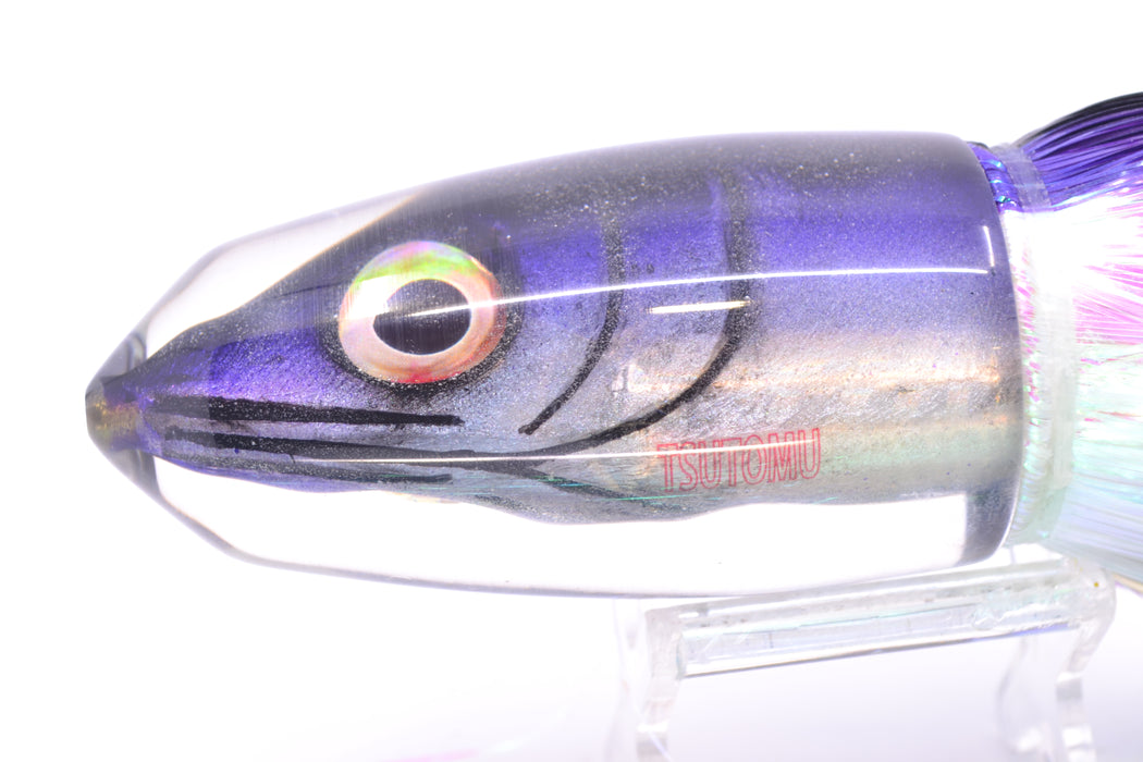 Tsutomu Lures Black-Purple-Silver Fish Head Benchmark Bullet 12" 8oz EZ Flash