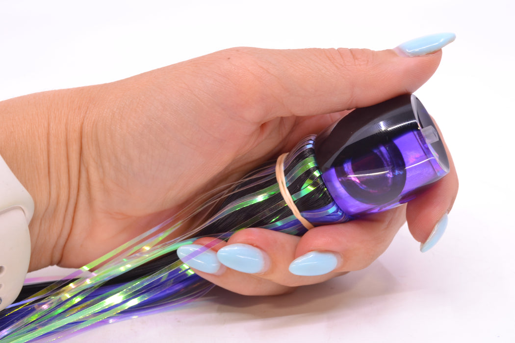 Moyes Lures Purple MOP Black Back Small Secret 9" 1.6oz Skirted Black-Purple Hair