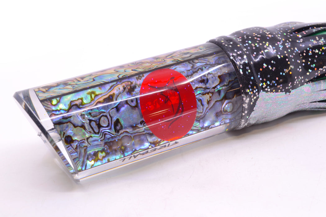 Bonze Lures Paua Shell Red Eyes Fireball 16" 19.5oz Skirted Black Aurora