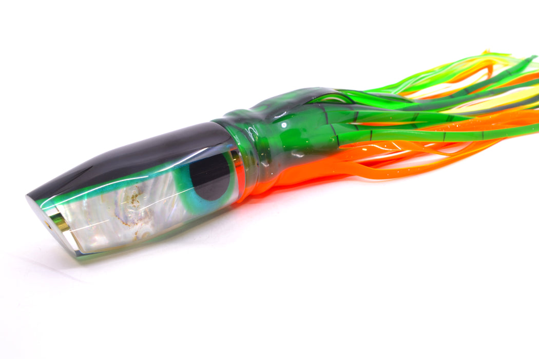 Crampton Baits Real White MOP Black-Green Back Plunger 12" 8.5oz Skirted Guacamaya