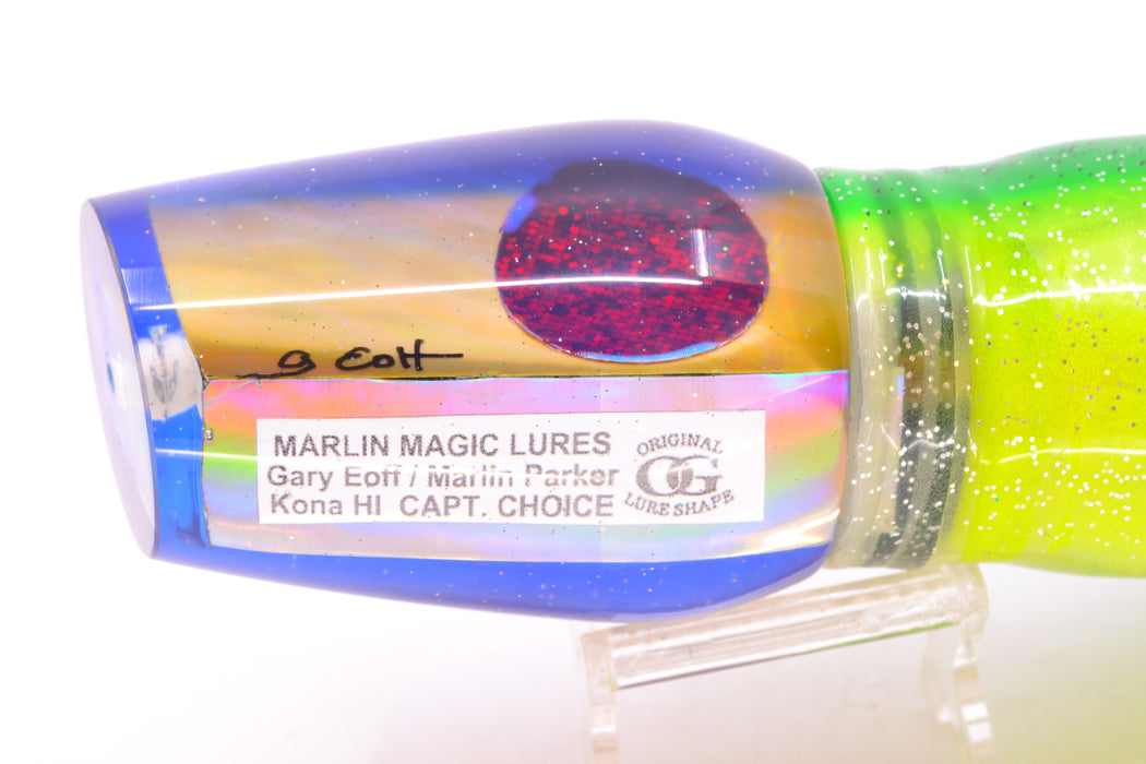 Marlin Magic Golden MOP Blue Back Red Eyes Captain's Choice 14" 12.5oz Skirted Green-Clear