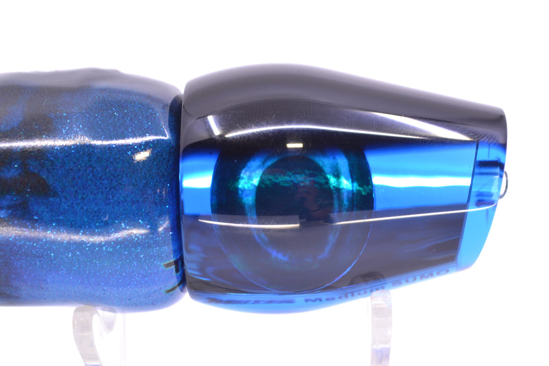 Moyes Lures Blue Mirrored Black Back Medium Sumo 12" 5.5oz FT Vinyl Blue Tiger
