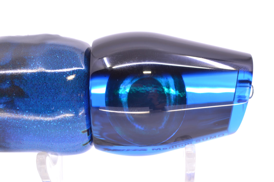 Moyes Lures Blue Mirrored Black Back Medium Sumo 12" 5.5oz FT Vinyl Blue Tiger