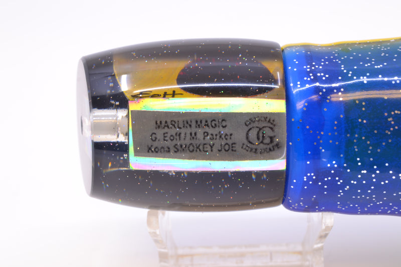 Marlin Magic Golden MOP Black Back Red Eyes Smokey Joe 12" 10.5oz Skirted Black-Yellow-Blue