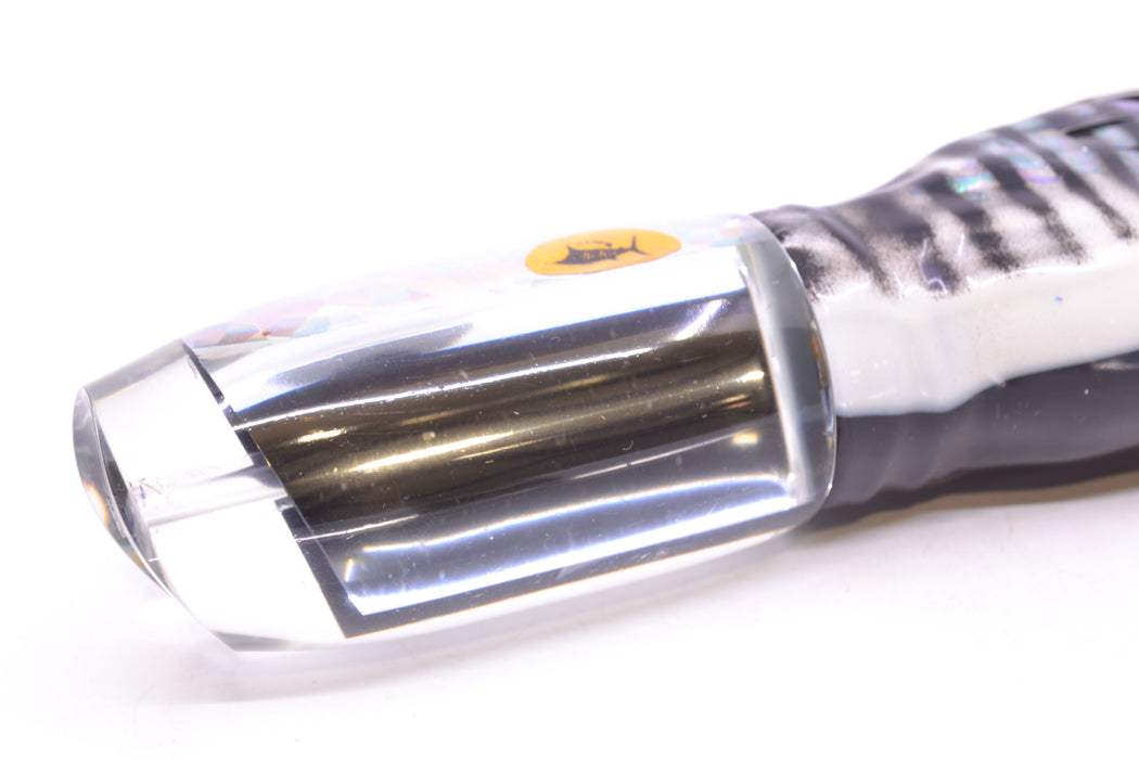 Aloha Lures Clear Mirrored No Eyes Large Gully Boy 12" 11oz Skirted Black-White