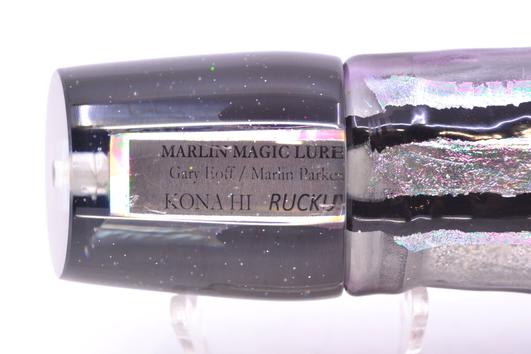 Marlin Magic Blue-Purple Abalone Black Back Red Eyes Ruckus 12" 11oz Skirted Skipjack GZE
