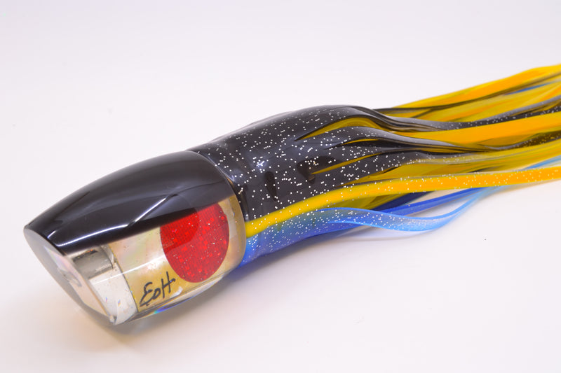 Marlin Magic Golden MOP Black Back Red Eyes Smokey Joe 12" 10.5oz Skirted Black-Yellow-Blue