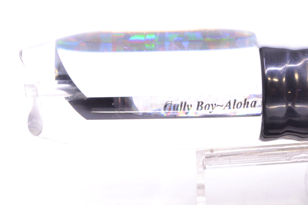 Aloha Lures Clear Mirrored No Eyes Large Gully Boy 12" 11oz Skirted Black-White