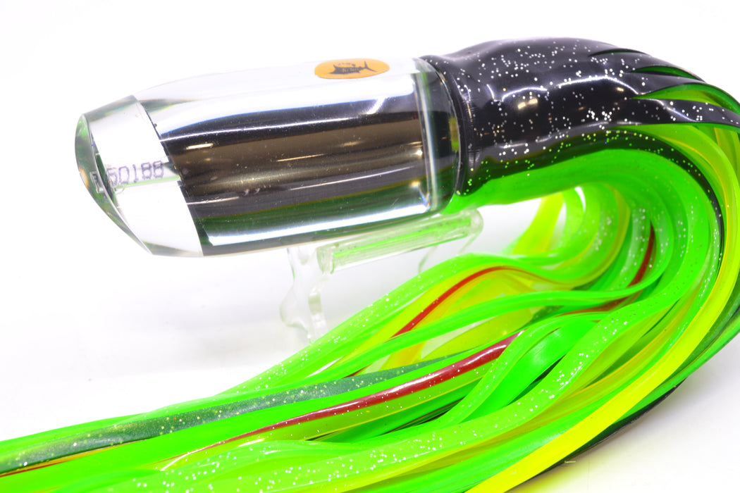 Aloha Lures Clear Mirrored No Eyes Large Gully Boy 12" 11oz Skirted Black-Green
