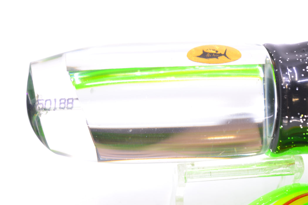 Aloha Lures Clear Mirrored No Eyes Large Gully Boy 12" 11oz Skirted Black-Green