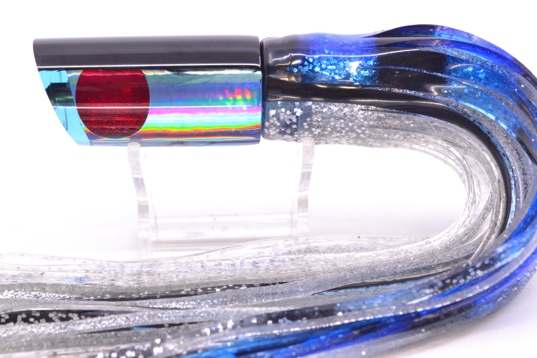 Koya Lures Ice Blue Rainbow Black Back Red Eyes Tube 9" 4.5oz Skirted Black & Blue Bars