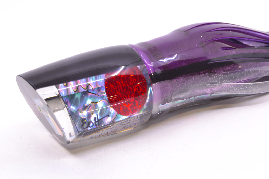 Marlin Magic Blue-Purple Abalone Black Back Red Eyes Ruckus 12" 11oz Skirted Skipjack GZE