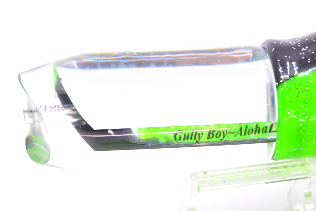 Aloha Lures Clear Mirrored No Eyes Large Gully Boy 12" 11oz Skirted Black-Green