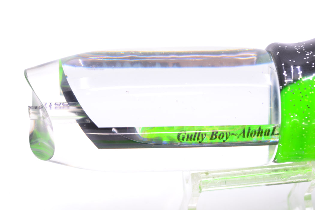 Aloha Lures Clear Mirrored No Eyes Large Gully Boy 12" 11oz Skirted Black-Green