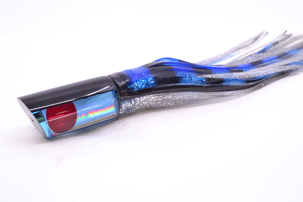 Koya Lures Ice Blue Rainbow Black Back Red Eyes Tube 9" 4.5oz Skirted Black & Blue Bars