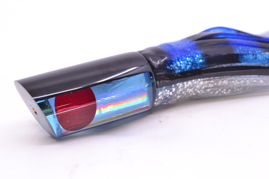 Koya Lures Ice Blue Rainbow Black Back Red Eyes Tube 9" 4.5oz Skirted Black & Blue Bars