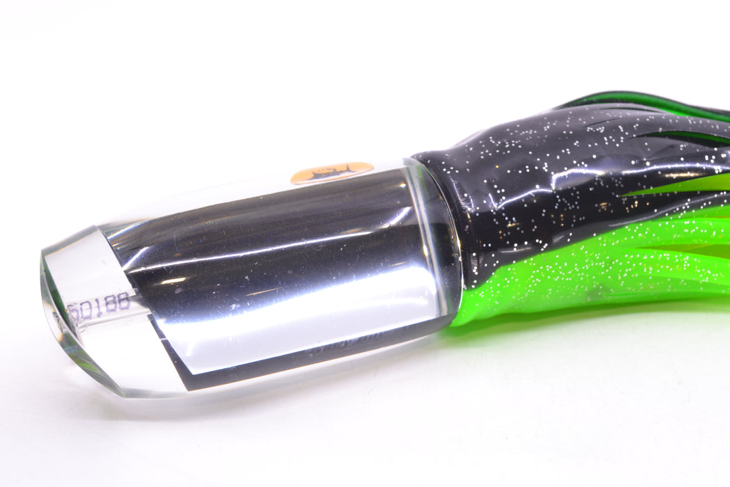 Aloha Lures Clear Mirrored No Eyes Large Gully Boy 12" 11oz Skirted Black-Green