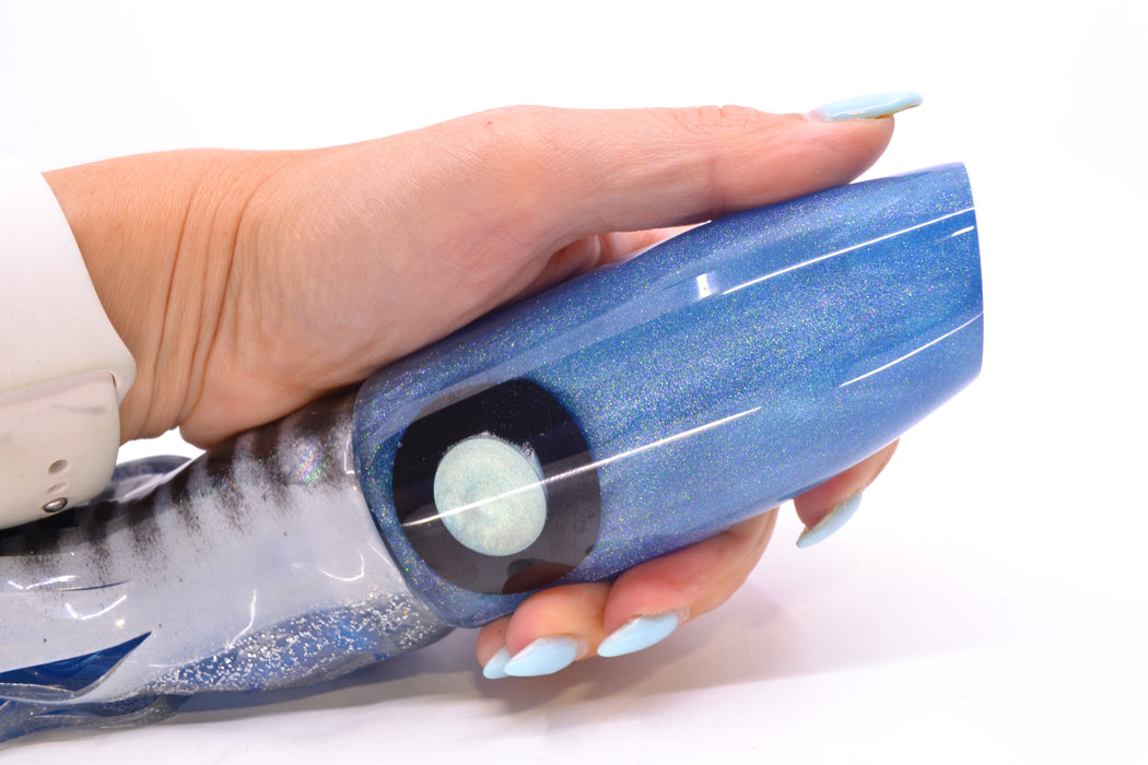 Joe Yee Lures by KEGZ Blue Pearl White-Black Eyes Super Plunger 14" 11.5oz Skirted GZE