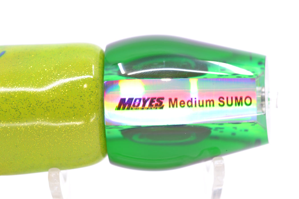 Moyes Lures Mahi MOP Green Back Taxi Eyes Medium Sumo 12" 5.5oz FT Vinyl Mahi