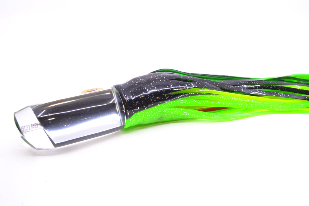 Aloha Lures Clear Mirrored No Eyes Large Gully Boy 12" 11oz Skirted Black-Green