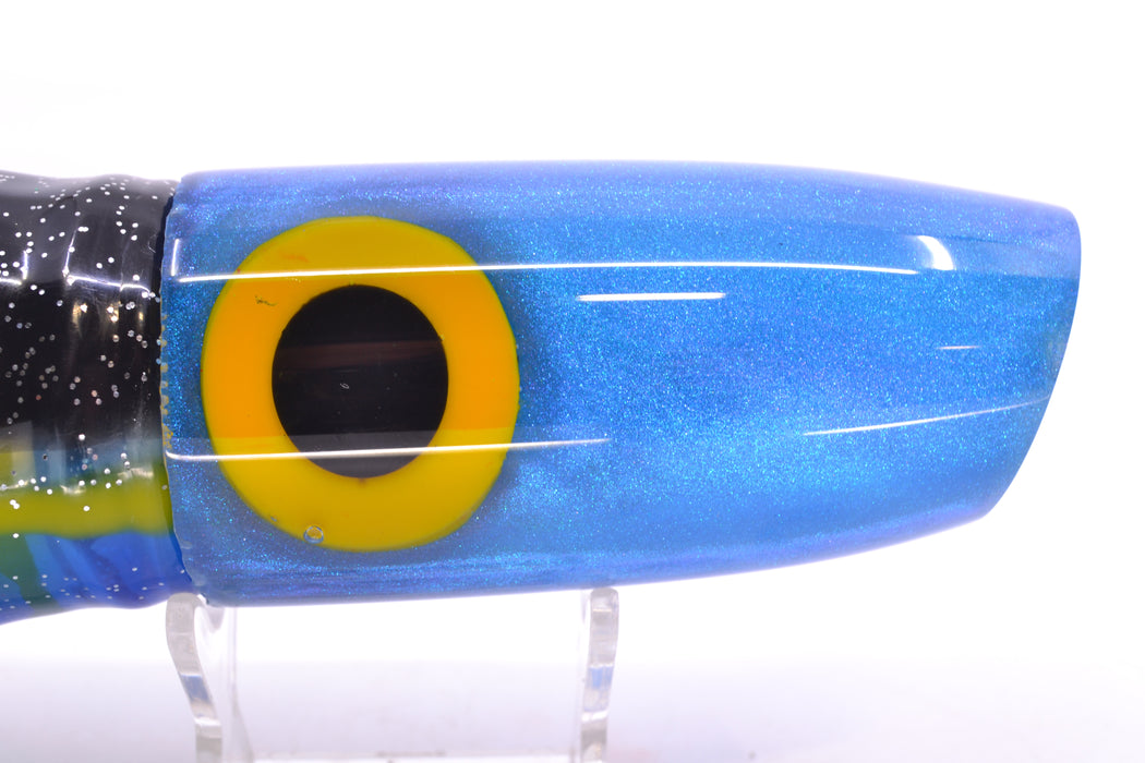 Joe Yee Lures by KEGZ Bright Blue Pearl Black-Yellow Eyes Super Plunger 14" 11.5oz Skirted GZE