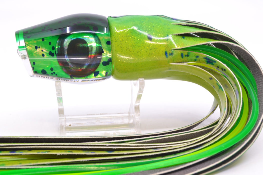 Moyes Lures Mahi MOP Green Back Taxi Eyes Medium Sumo 12" 5.5oz FT Vinyl Mahi