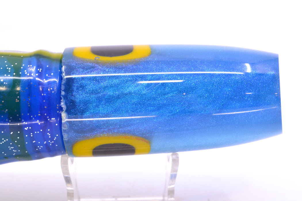Joe Yee Lures by KEGZ Bright Blue Pearl Black-Yellow Eyes Super Plunger 14" 11.5oz Skirted GZE