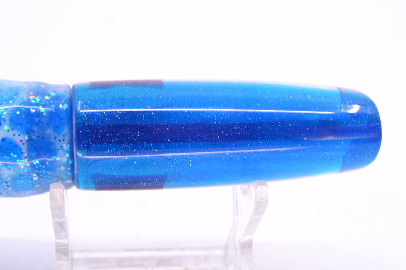Coggin Lures White Pearl Glass Blue Back Malolo Flying Fish 7" 3oz Skirted Blue Dots