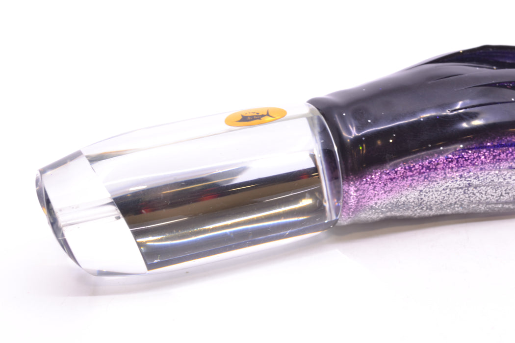 Aloha Lures Clear Mirrored No Eyes Large Gully Boy 12" 11oz Skirted Black-Purple-Silver