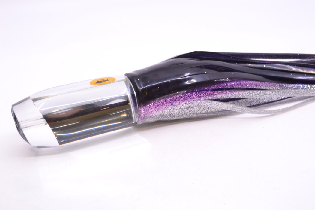 Aloha Lures Clear Mirrored No Eyes Large Gully Boy 12" 11oz Skirted Black-Purple-Silver