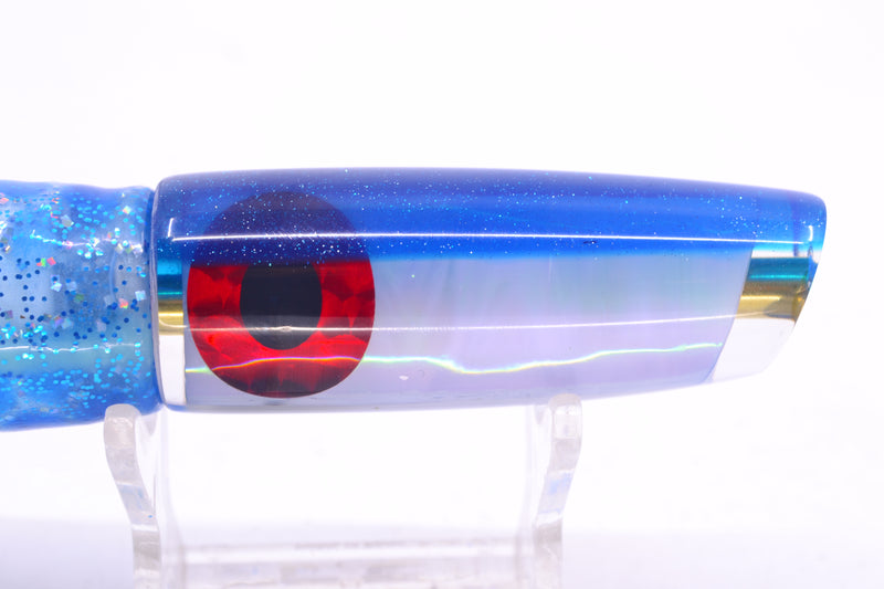 Coggin Lures White Pearl Glass Blue Back Malolo Flying Fish 7" 3oz Skirted Blue Dots