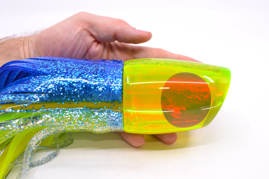 Koya Lures Chartreuse Rainbow Red Eyes XL 861 16" 19oz BOM Skirted Blue-Silver-Yellow