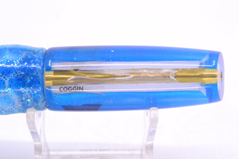Coggin Lures White Pearl Glass Blue Back Malolo Flying Fish 7" 3oz Skirted Blue Dots