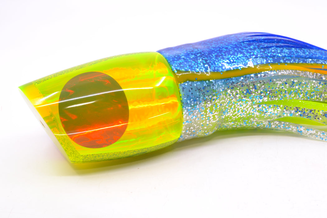 Koya Lures Chartreuse Rainbow Red Eyes XL 861 16" 19oz BOM Skirted Blue-Silver-Yellow