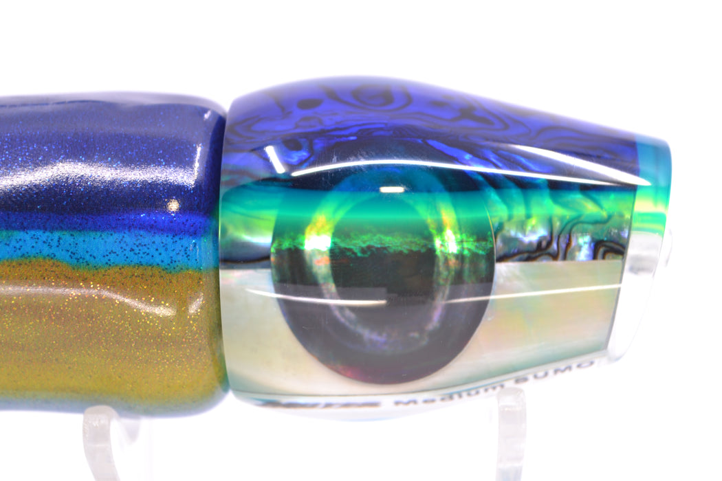 Moyes Lures Yellowfin Paua-MOP Blue-Yellow Back Medium Sumo 12" 5.5oz FT Vinyl Yellowfin