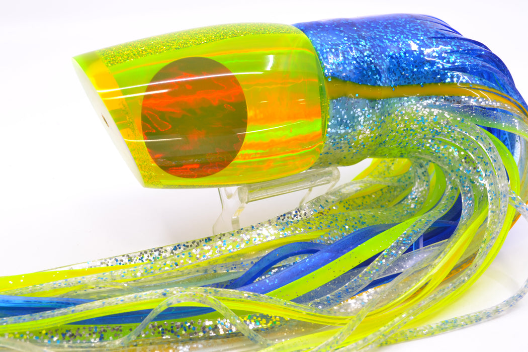 Koya Lures Chartreuse Rainbow Red Eyes XL 861 16" 19oz BOM Skirted Blue-Silver-Yellow