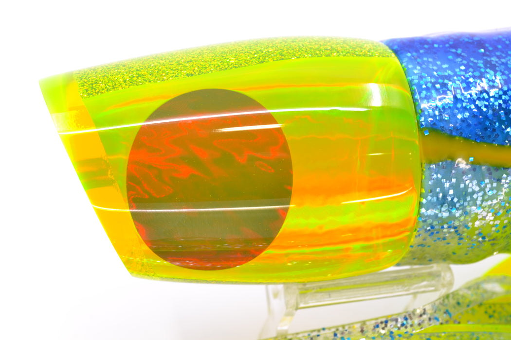Koya Lures Chartreuse Rainbow Red Eyes XL 861 16" 19oz BOM Skirted Blue-Silver-Yellow