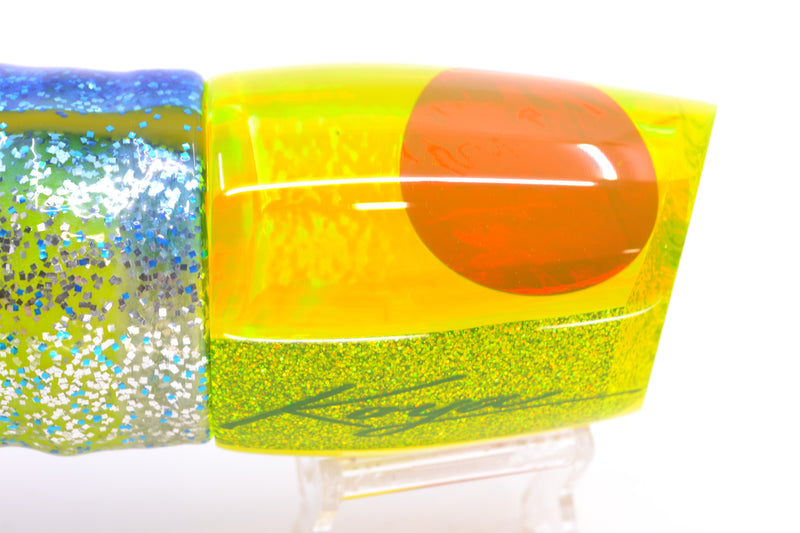 Koya Lures Chartreuse Rainbow Red Eyes XL 861 16" 19oz BOM Skirted Blue-Silver-Yellow