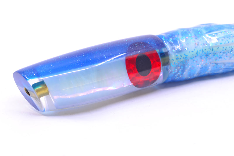 Coggin Lures White Pearl Glass Blue Back Malolo Flying Fish 7" 3oz Skirted Blue Dots
