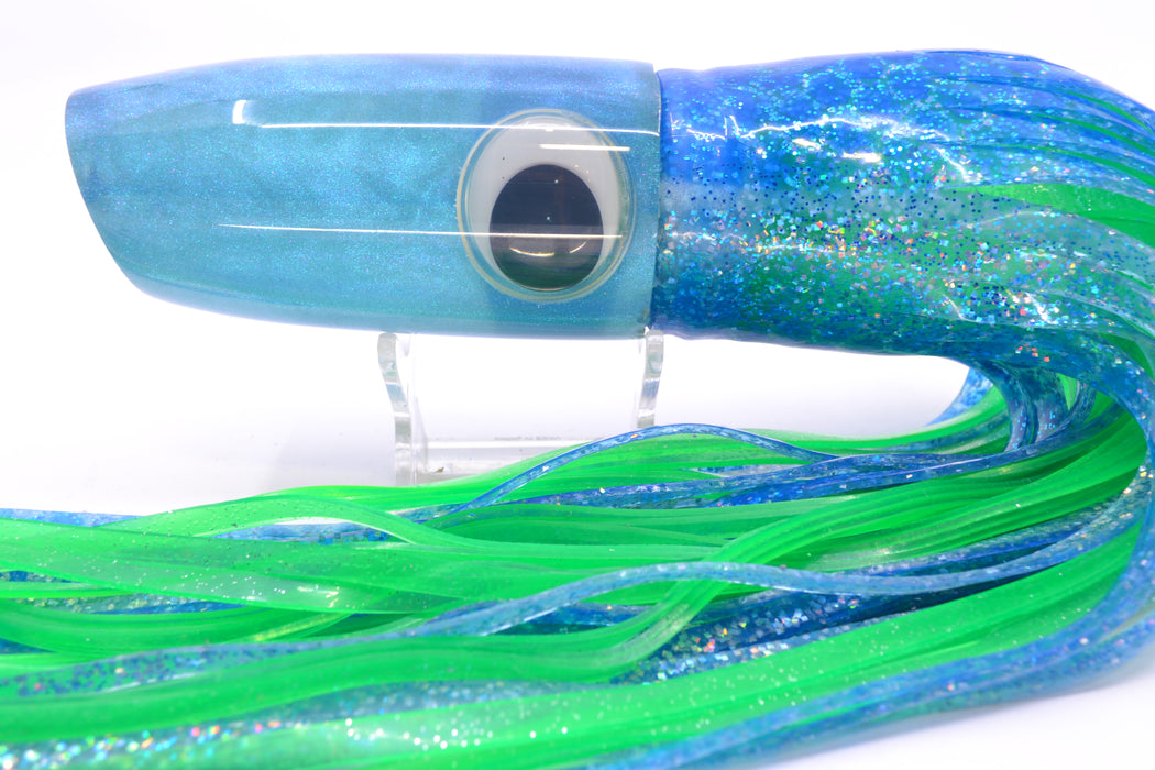 Joe Yee Lures by KEGZ Blue Pearl Doll Eyes Super Plunger 14" 11.5oz Skirted Blue Dots