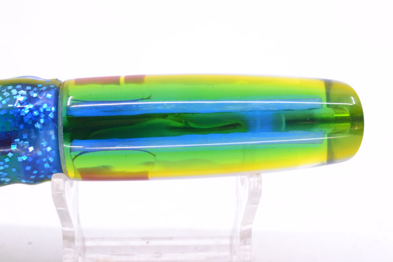 Coggin Lures White Pearl Glass Blue-Yellow Back Malolo Flying Fish 7" 3oz Skirted
