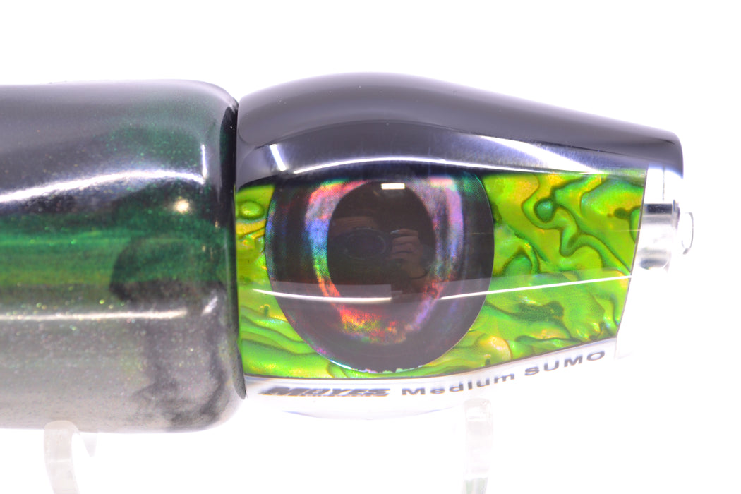 Moyes Lures Green Paua Black Back Medium Sumo 12" 5.5oz FT Vinyl Green Drip GZE