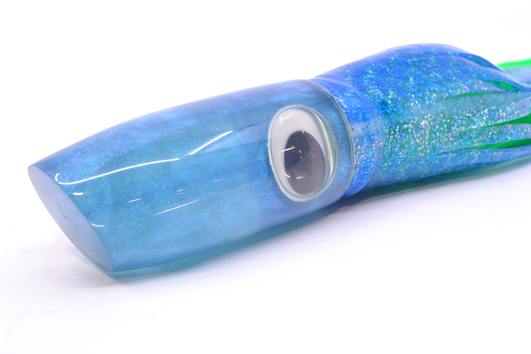 Joe Yee Lures by KEGZ Blue Pearl Doll Eyes Super Plunger 14" 11.5oz Skirted Blue Dots