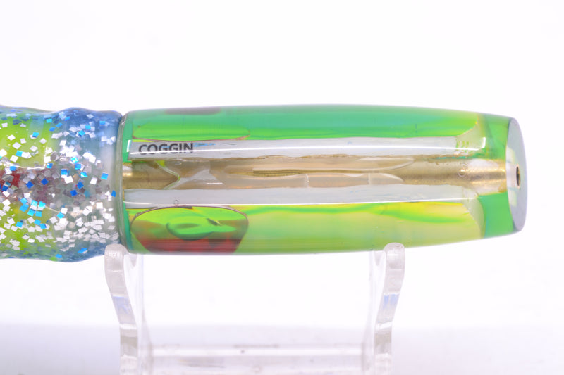 Coggin Lures White Pearl Glass Blue-Yellow Back Malolo Flying Fish 7" 3oz Skirted