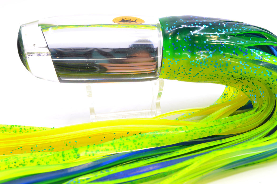 Aloha Lures Clear Mirrored No Eyes Large Gully Boy 12" 11oz Skirted Mahi GZE