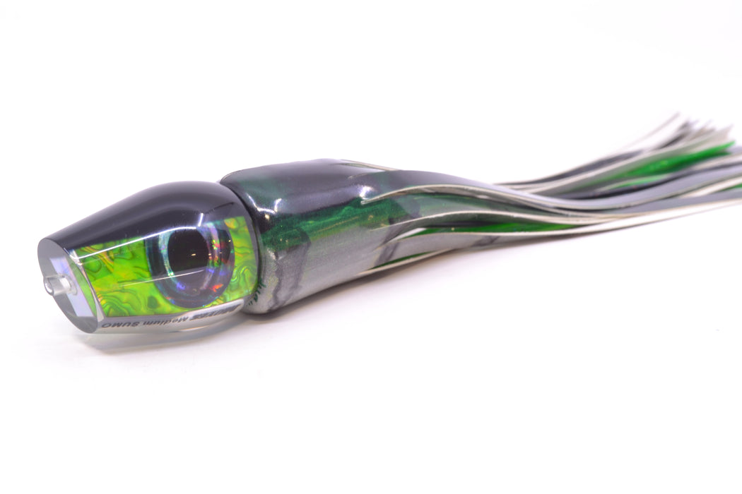 Moyes Lures Green Paua Black Back Medium Sumo 12" 5.5oz FT Vinyl Green Drip GZE